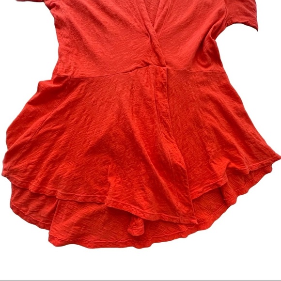 Anthropologie Left of Center Blood Orange Faux Wrap Slub Draped Hem Top - Sz M - Picture 8 of 16